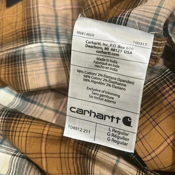 Carhartt Men's Rugged Flex Relaxed Fit Lightweight Long-Sleeve Snap-Front Plaid - Picture 5 of 8